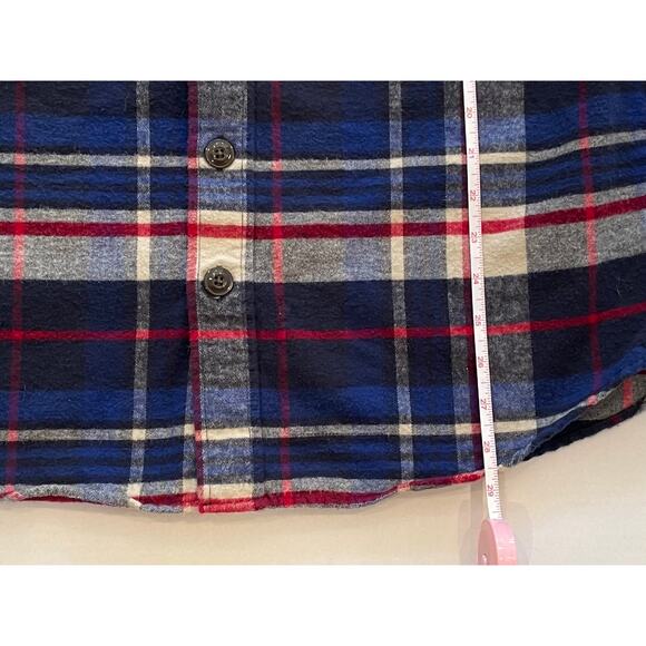 LL Bean Signature Cotton Flannel Shirt Blue, Red Plaid Slim Fit, Size LT - Picture 11 of 11